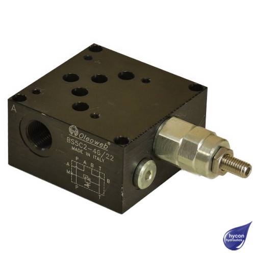 PICTURE OF CETOP 5 SUBPLATE WITH RELIEF VALVE BS5C1